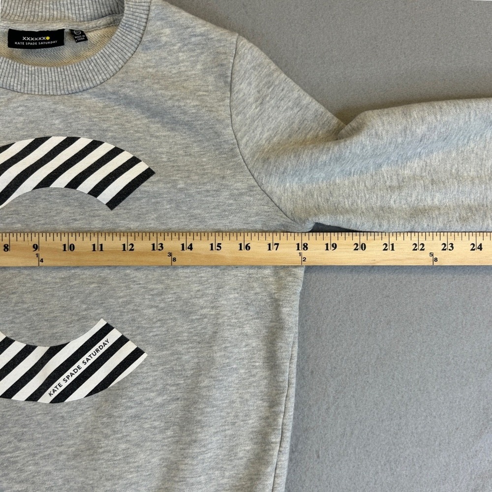 Kate Spade Saturday Sweatshirt Womens XS/S Grey C Graphic Pullover Fench Terry - Picture 6 of 8